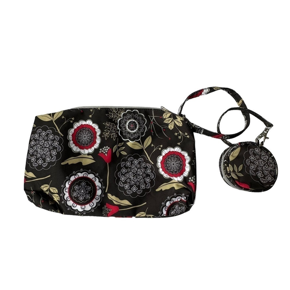 JuJu Bee Black Floral Diaper and Wipes Wristlet with Matching Pacifier Holder - Picture 7 of 9